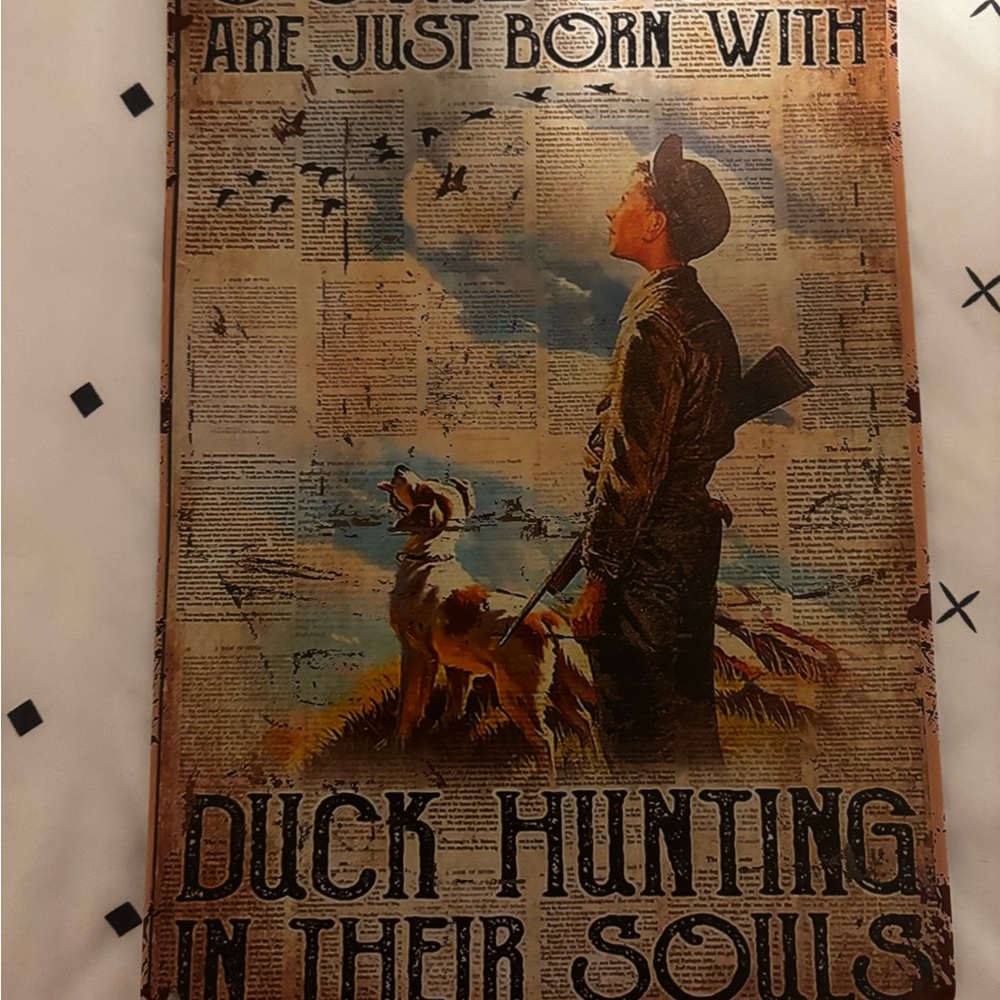Vintage-Style Duck Hunting Wall Art Poster in Brown and Tan - Unbranded
